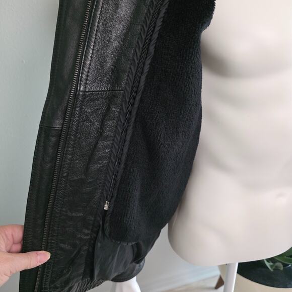 Sergio Vadducci Men's Black Leather Motorcycle Jacket Size Small Zip Snap - Picture 9 of 16